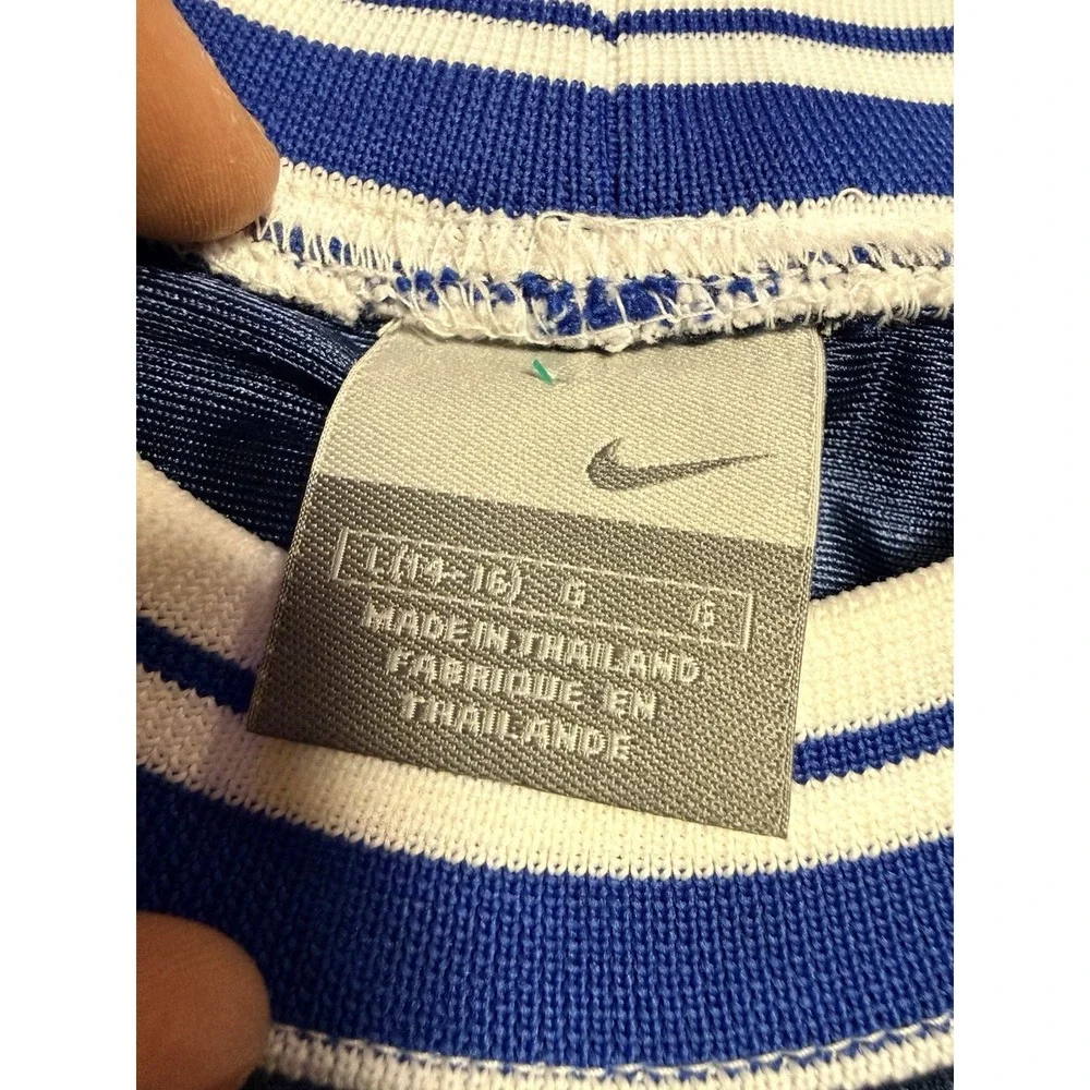 Vintage Nike Y2K Long‎ Sleeve Athletic Swoosh Youth L Dual Layer Mesh Blue White